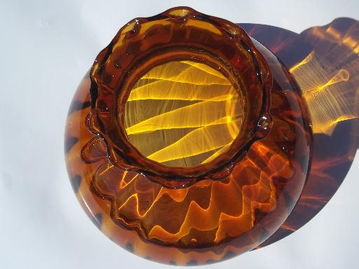 photo of vintage amber glass shade for student lamp, old Fenton replacement part #2
