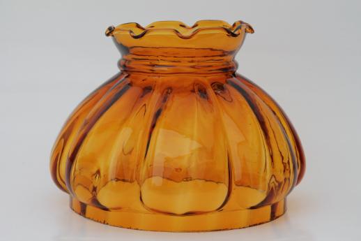 photo of vintage amber glass shade, replacement lamp shade for student lamp or hanging light #1