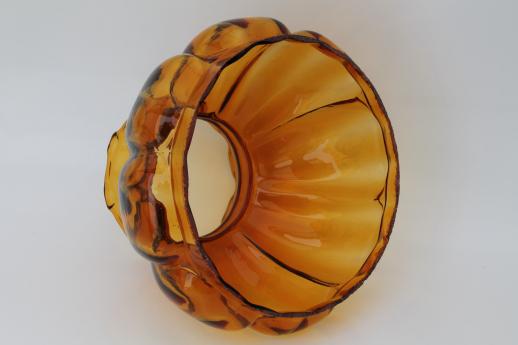 photo of vintage amber glass shade, replacement lamp shade for student lamp or hanging light #2