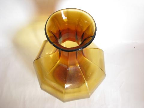 photo of vintage amber glass water carafe bottle, sun tea jar #2