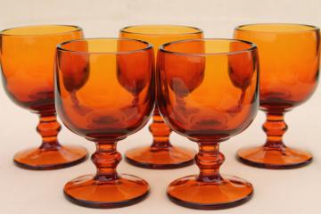 catalog photo of vintage amber glass wine glasses, 60s 70s retro Hoffman House stemware