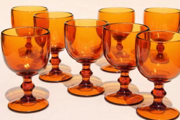 catalog photo of vintage amber glass wine glasses / water goblets, 60s 70s retro Hoffman House stemware