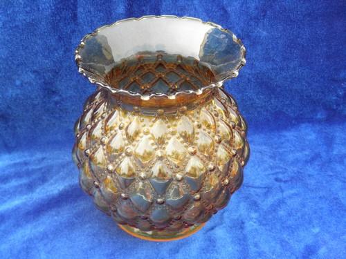 photo of vintage amber quilted diamond pattern glass replacement chimney lamp shades #2