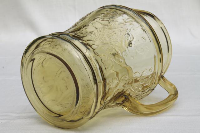 photo of vintage amber yellow glass lemonade pitcher, Madrid or Recollection depression glass #6