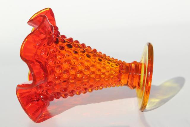 photo of vintage amberina colored glass hobnail vase, Fenton or LE Smith?  #4