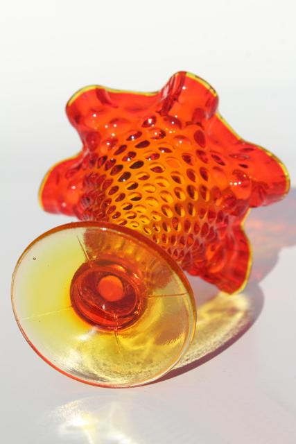 photo of vintage amberina colored glass hobnail vase, Fenton or LE Smith?  #5