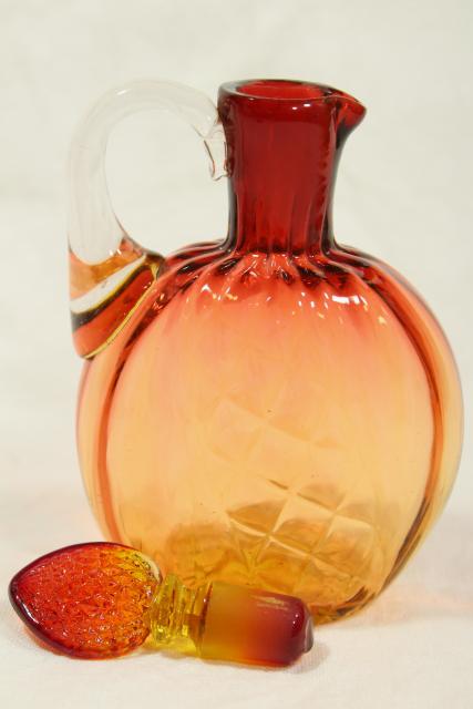 photo of vintage amberina glass cruet bottle with strawberry stopper, antique or reproduction? #4