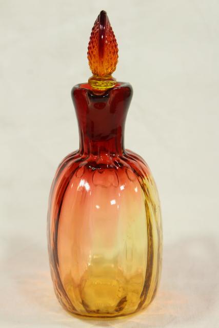 photo of vintage amberina glass cruet bottle with strawberry stopper, antique or reproduction? #5