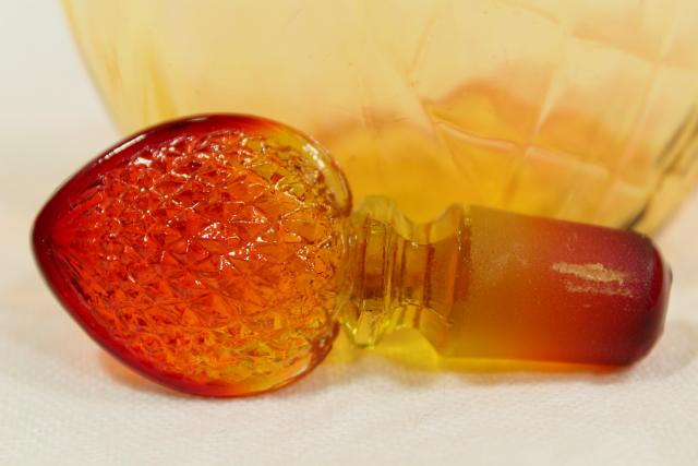 photo of vintage amberina glass cruet bottle with strawberry stopper, antique or reproduction? #6