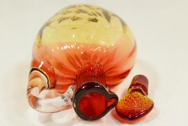 photo of vintage amberina glass cruet bottle with strawberry stopper, antique or reproduction? #7