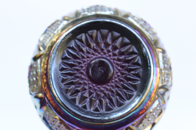 photo of vintage amethyst carnival glass candy dish, small bowl nappy w/ handle  #4