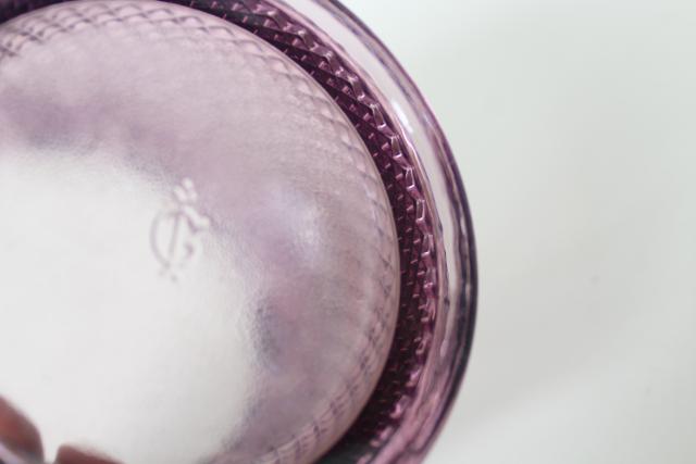 photo of vintage amethyst purple Imperial glass rose bowl vase, open lace edge pattern #3