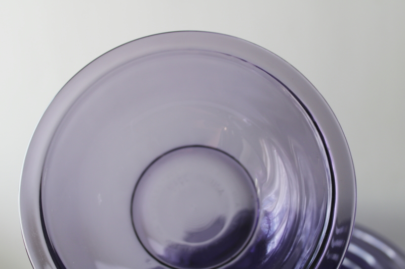 photo of vintage amethyst purple Pyrex glass bowls nesting set, four bowl nest in excellent condition  #3