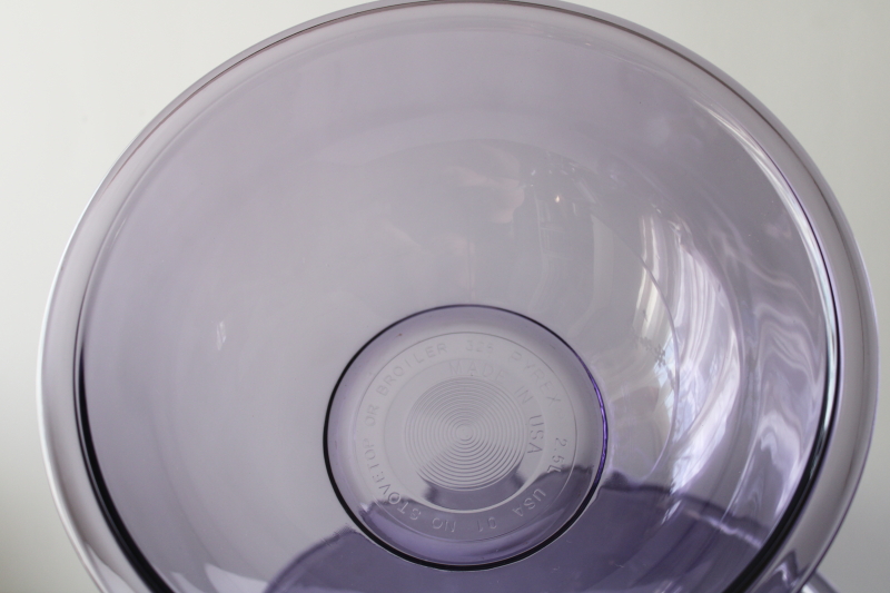 photo of vintage amethyst purple Pyrex glass bowls nesting set, four bowl nest in excellent condition  #14