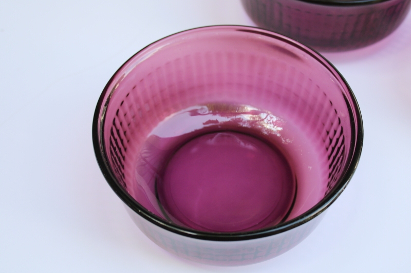 photo of vintage amethyst purple cereal bowls set of 6, Forte Crisa Mexico glass dinnerware  #2