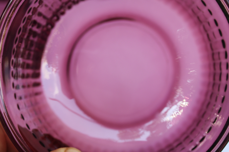 photo of vintage amethyst purple cereal bowls set of 6, Forte Crisa Mexico glass dinnerware  #4