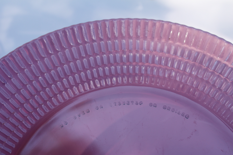 photo of vintage amethyst purple dinner plates set of four, Forte Crisa Mexico glass dinnerware  #2