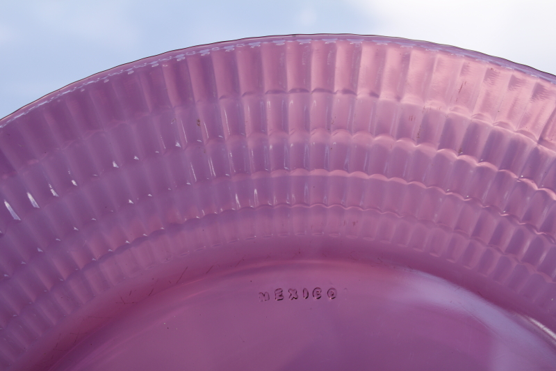 photo of vintage amethyst purple dinner plates set of four, Forte Crisa Mexico glass dinnerware  #3