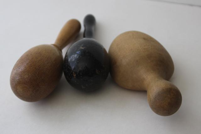 photo of vintage & antique sock darners, wooden mending darning eggs & toe shaped block dated 1907 #3