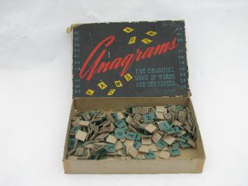 catalog photo of vintage anagrams letter tiles game, scrapbook or craft letters