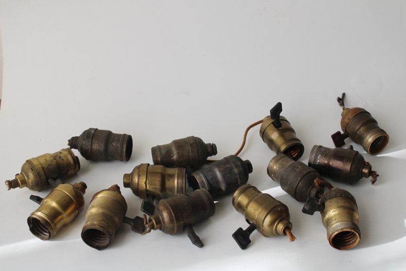 photo of vintage & antique fatboy sockets paddle switch light bulb socket lot for restoration parts  #1