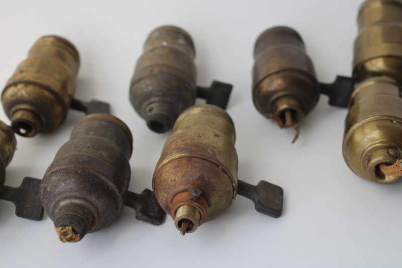 photo of vintage & antique fatboy sockets paddle switch light bulb socket lot for restoration parts  #8