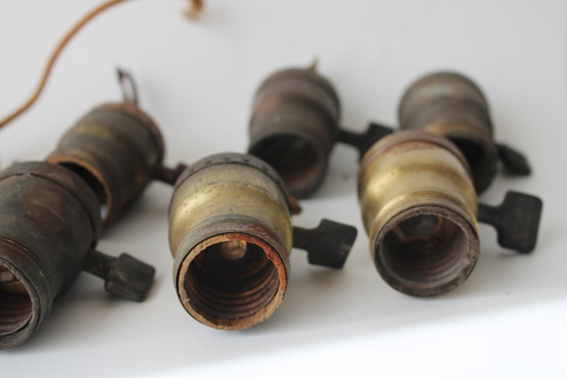 photo of vintage & antique fatboy sockets paddle switch light bulb socket lot for restoration parts  #11