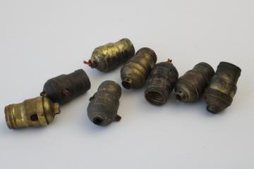 catalog photo of vintage & antique light bulb socket lot for restoration parts, old fatboy sockets etc 