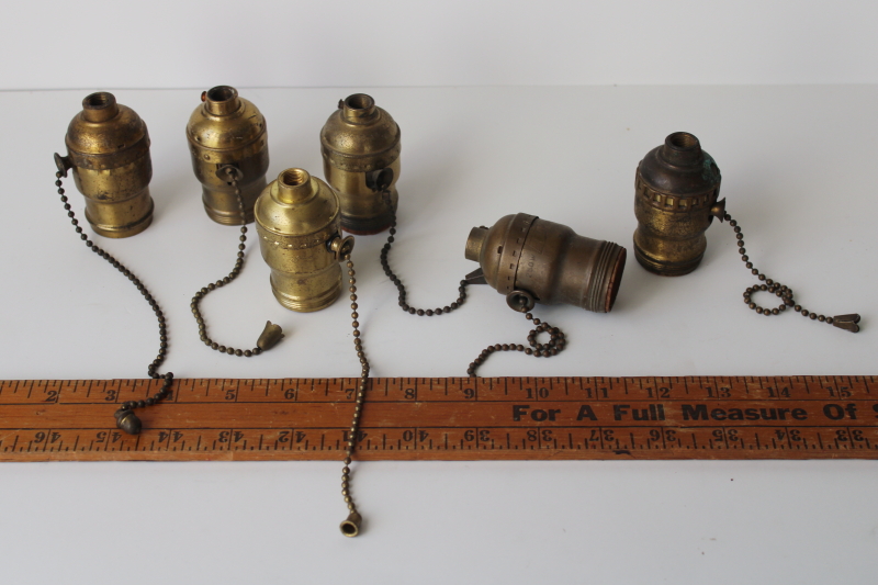 photo of vintage & antique pull chain switch light bulb socket lot for restoration parts, fatboy sockets  #1