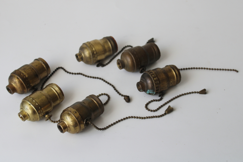 photo of vintage & antique pull chain switch light bulb socket lot for restoration parts, fatboy sockets  #5