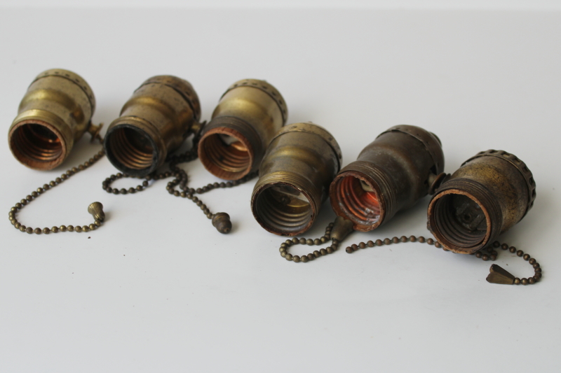 photo of vintage & antique pull chain switch light bulb socket lot for restoration parts, fatboy sockets  #6