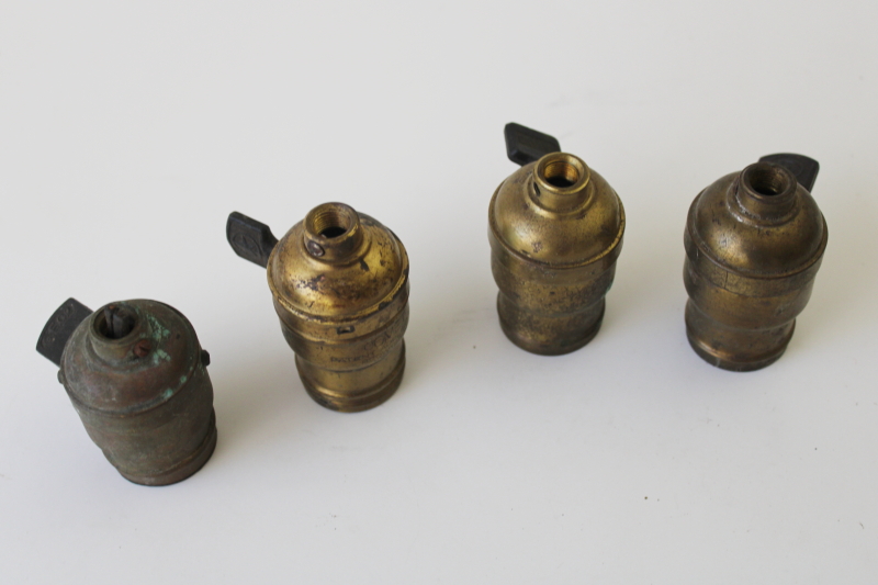 photo of vintage & antique pull chain switch light bulb socket lot for restoration parts, fatboy sockets  #2