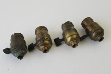 catalog photo of vintage & antique pull chain switch light bulb socket lot for restoration parts, fatboy sockets 