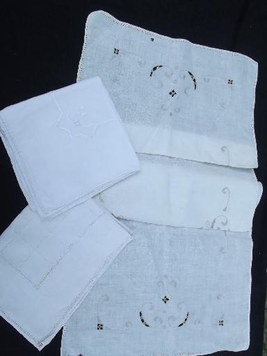 photo of vintage and antique whitework lot, hand-embroidered linens and lace table linen #5