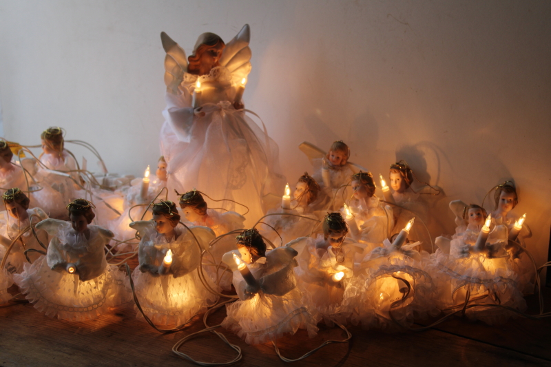 photo of vintage angel lights & tree topper, white mini light bulbs for year round fairy lights or Christmas tree  #1