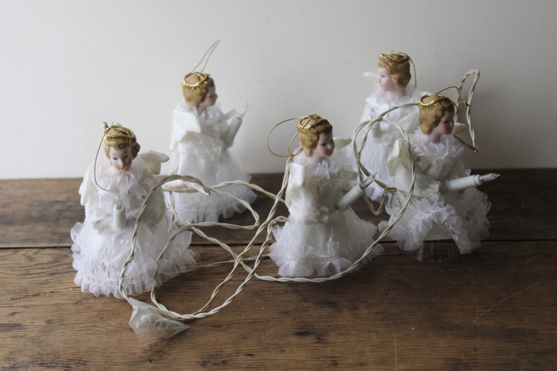 photo of vintage angel lights & tree topper, white mini light bulbs for year round fairy lights or Christmas tree  #2