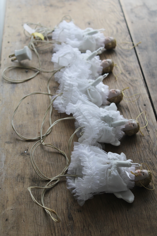 photo of vintage angel lights & tree topper, white mini light bulbs for year round fairy lights or Christmas tree  #3