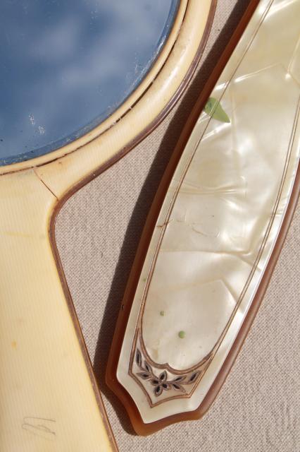 photo of vintage & antique hand mirrors, dressing table vanity set mirror collection #3