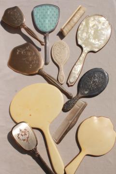 catalog photo of vintage & antique hand mirrors, dressing table vanity set mirror collection