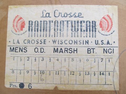 photo of vintage / antique paper label from La Crosse boots, rubber overshoes #1