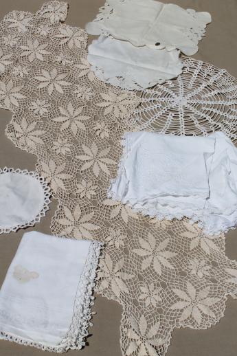 photo of vintage & antique whitework lot, hand-embroidered linens and lace table linen  #4