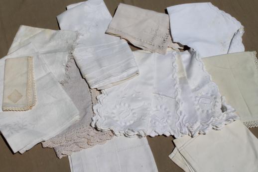 photo of vintage & antique whitework lot, hand-embroidered linens and lace table linen  #8