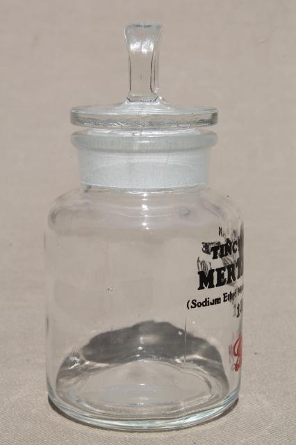 photo of vintage apothecary bottle w/ glass stopper, Tincture #99 Lilly merthiolate #3