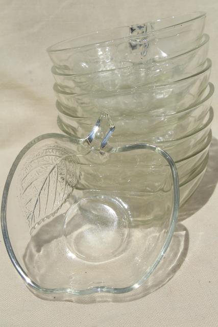 photo of vintage apple shaped crystal clear glass salad bowls or dessert dishes, KIG Indonesia #1