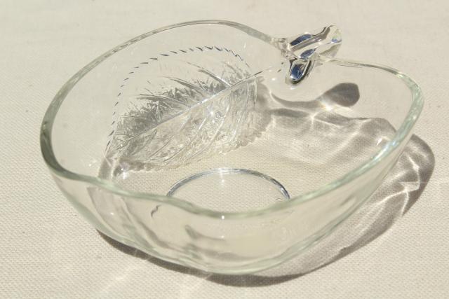 photo of vintage apple shaped crystal clear glass salad bowls or dessert dishes, KIG Indonesia #3