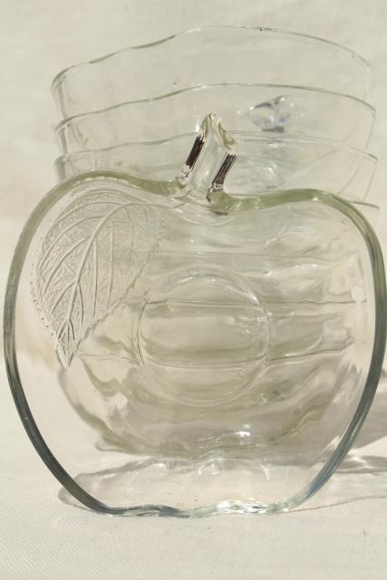 photo of vintage apple shaped crystal clear glass salad bowls or dessert dishes, KIG Indonesia #4