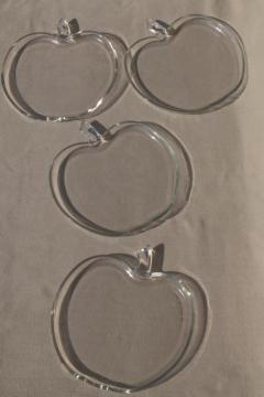 catalog photo of vintage apple shaped salad plates set, Hazel Atlas orchard crystal glass