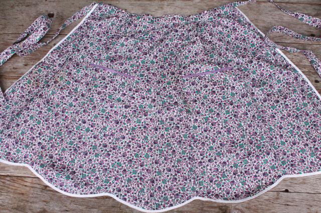 photo of vintage apron lot of 12 kitchen aprons, retro fabric, pretty colors & prints #4