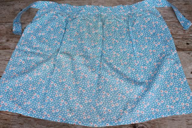 photo of vintage apron lot of 12 kitchen aprons, retro fabric, pretty colors & prints #6