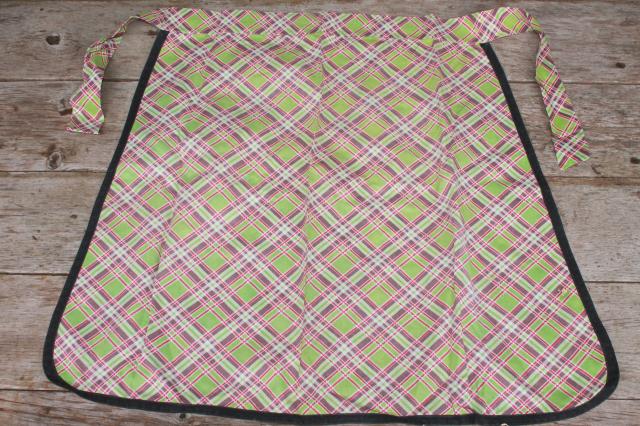 photo of vintage apron lot of 12 kitchen aprons, retro fabric, pretty colors & prints #9
